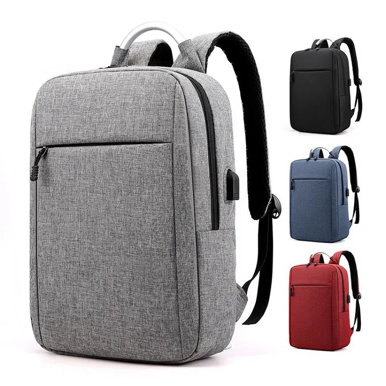 14 inch Business Computer Shoulders Backpack Travel Wear-Resistant Leisure Bag with External USB Port(Red Wine)