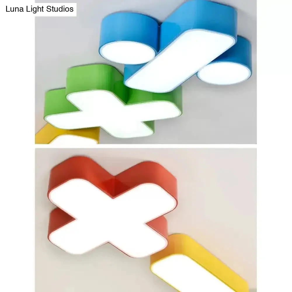 18"/23.5" Kids Symbol Shade Ceiling Light: Red/Yellow/Blue/Green, Warm/White Light