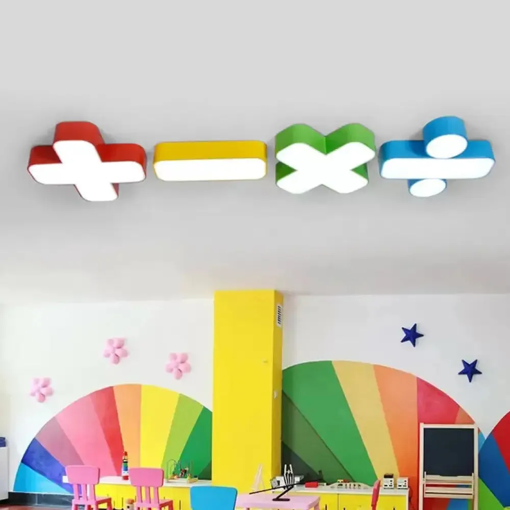 18"/23.5" Kids Symbol Shade Ceiling Light: Red/Yellow/Blue/Green, Warm/White Light