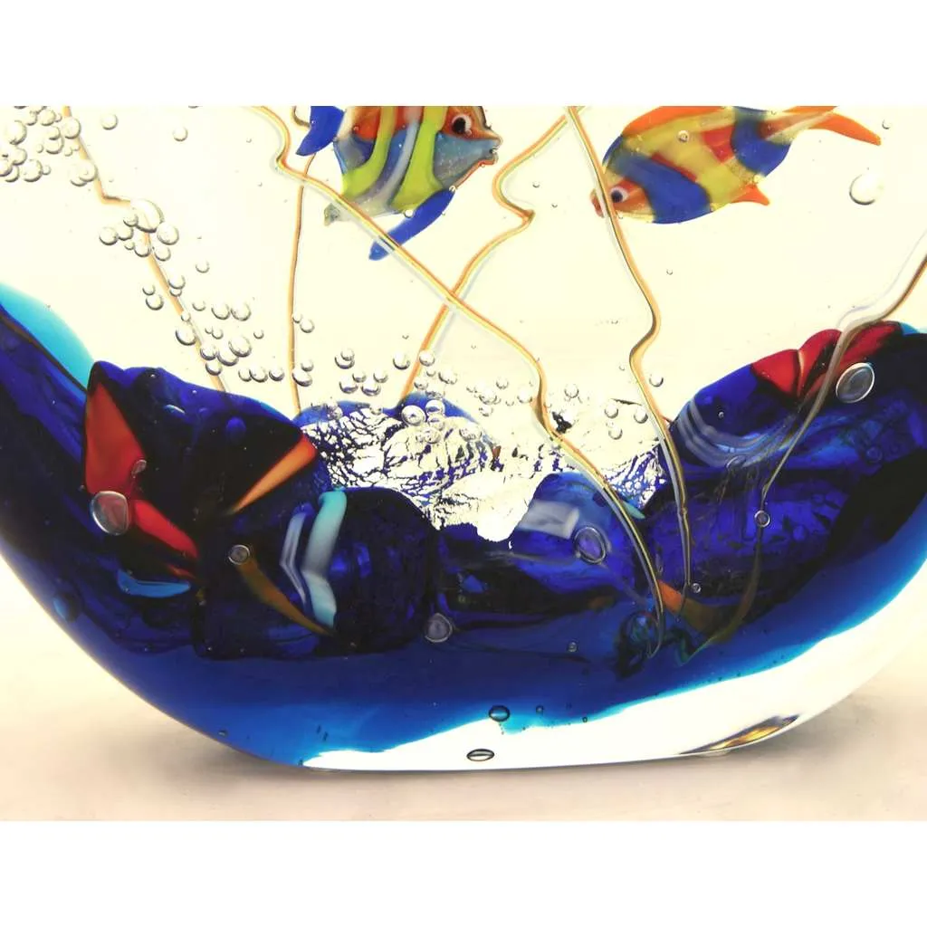 Alberto Dona 1980 Modern Blue Red Yellow Green Murano Glass Aquarium Sculpture