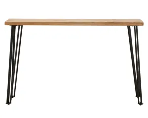 Aleydis Natural Wood/Matte Black Metal Sofa Table