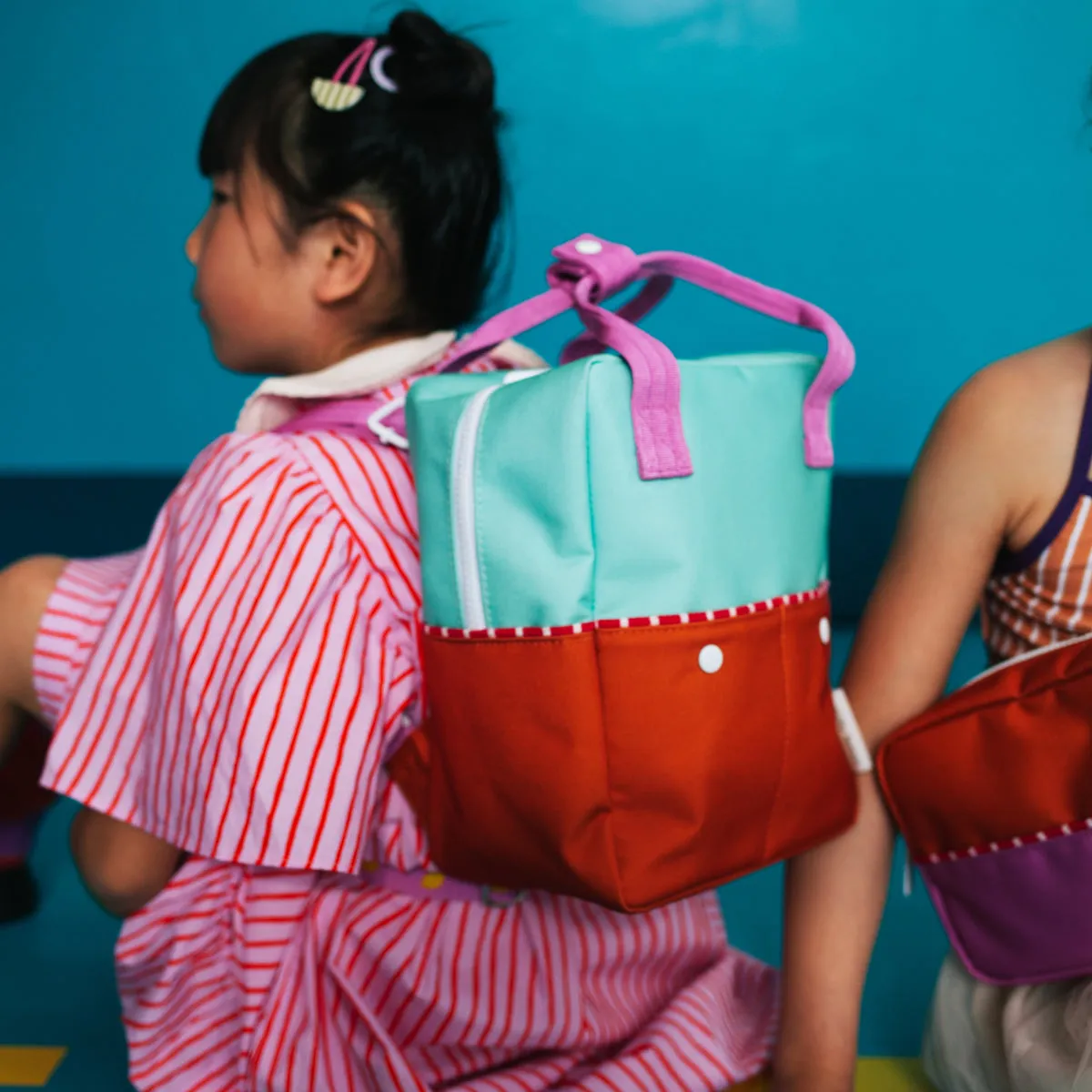 Backpack Small • Better Together • Colourblocking • Towel Green   Gravel Orange