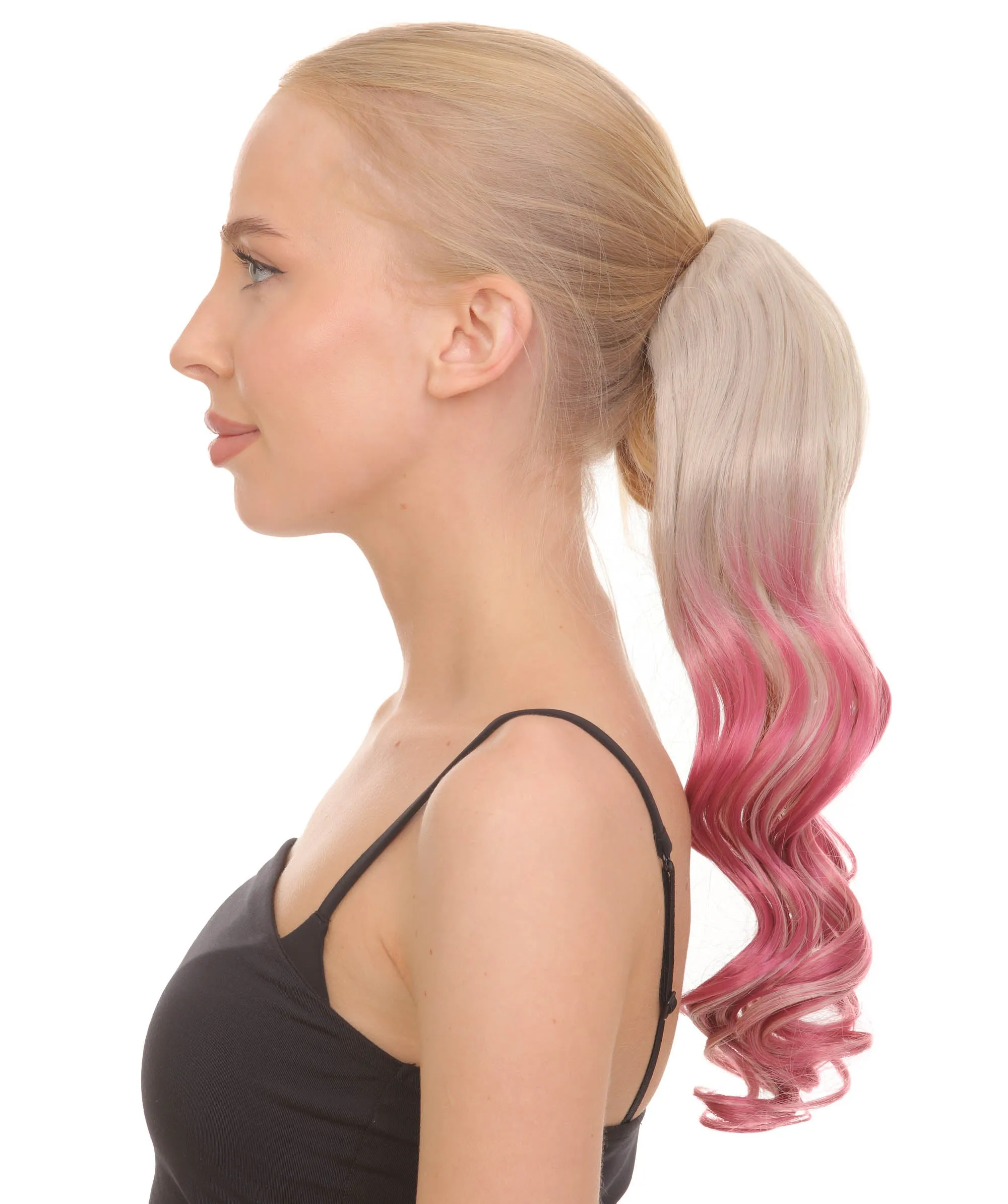 Blonde/Red Vibrant Wavy Ombre Ponytail