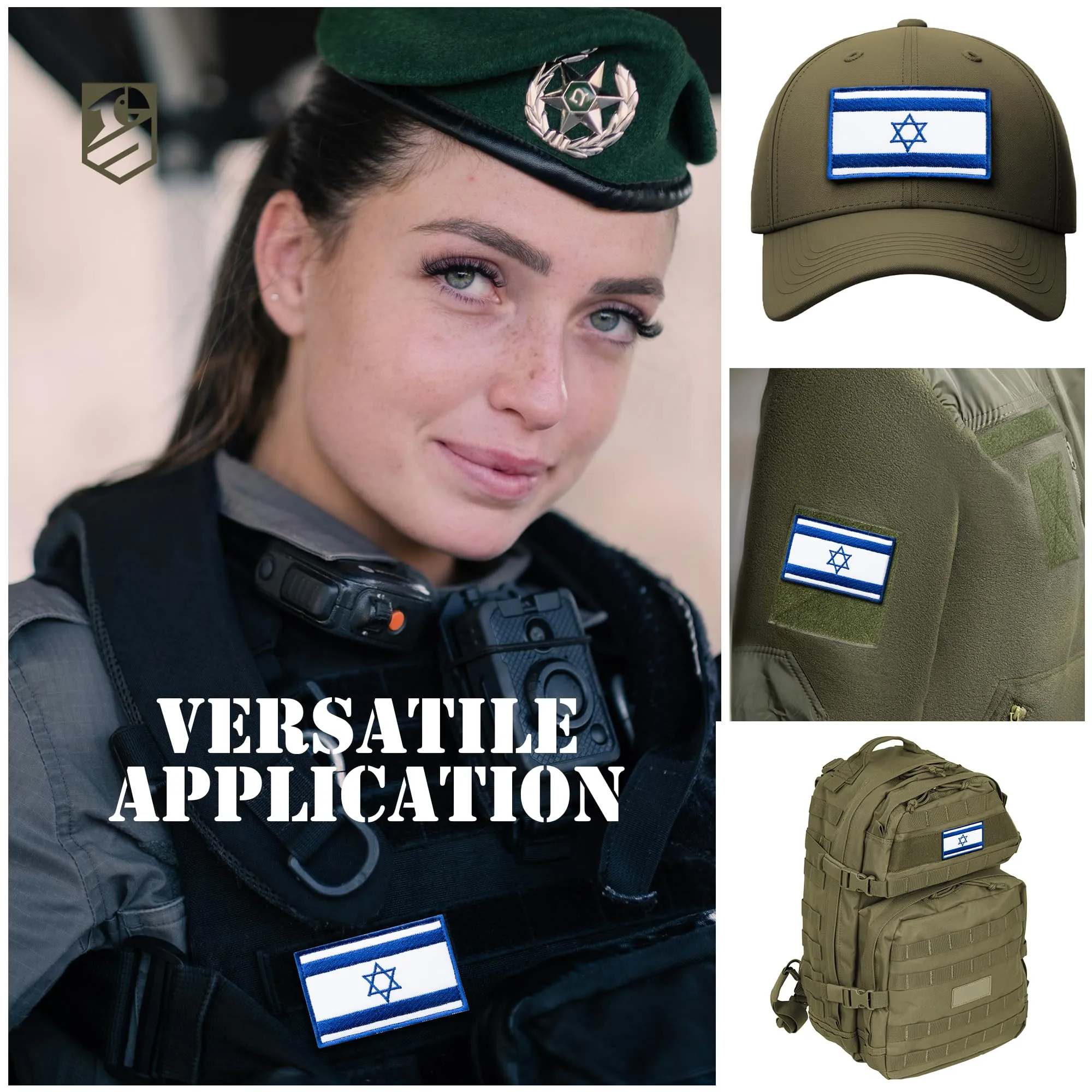 Bluyellow 2Pcs Israel Flag Patch, Embroidered Israeli Flag Patches, Military Morale Tactical Patches for Backpacks, Tactical Vest, Military Helmet, Dog Vest, Israel Patch with Hook and Loop Fastener