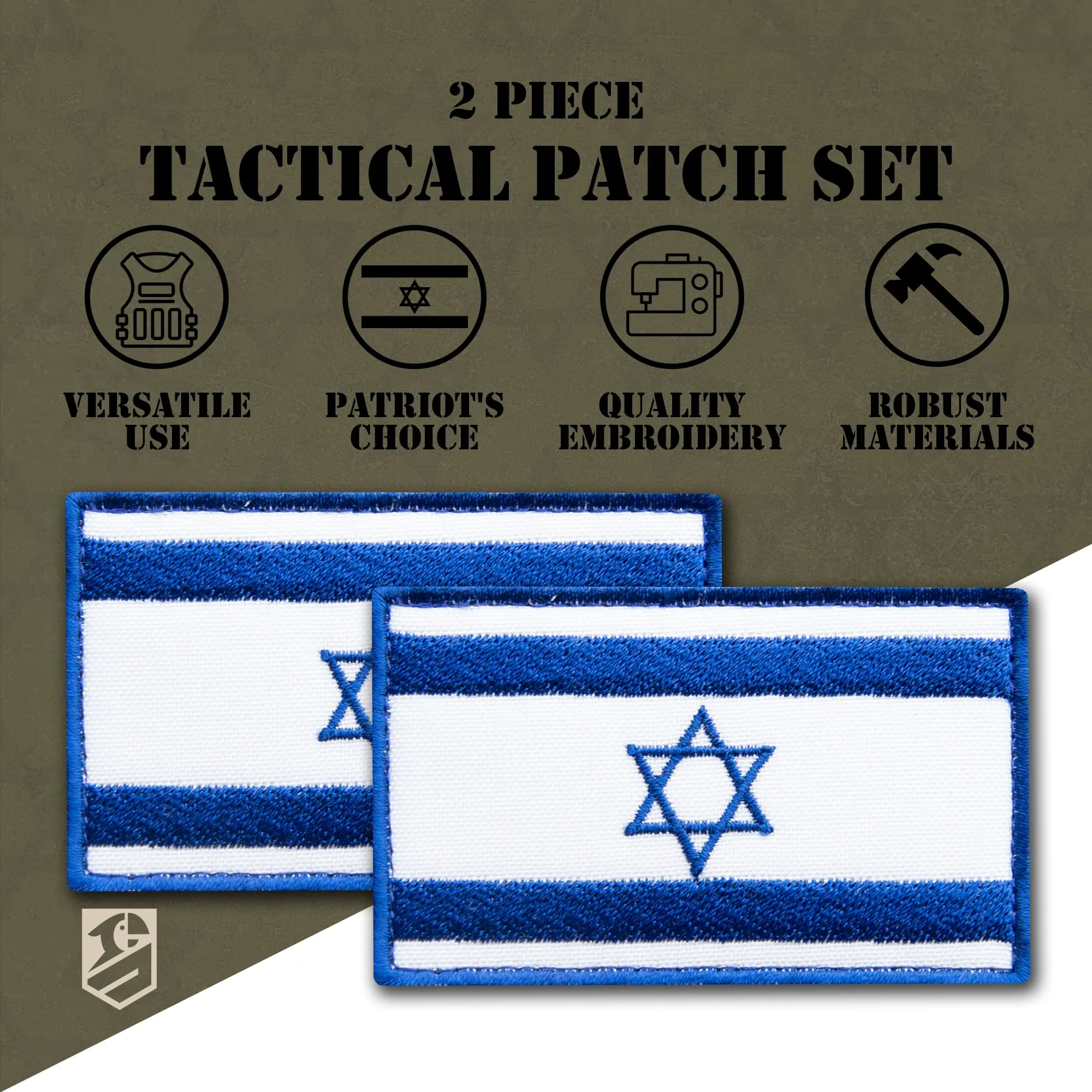 Bluyellow 2Pcs Israel Flag Patch, Embroidered Israeli Flag Patches, Military Morale Tactical Patches for Backpacks, Tactical Vest, Military Helmet, Dog Vest, Israel Patch with Hook and Loop Fastener