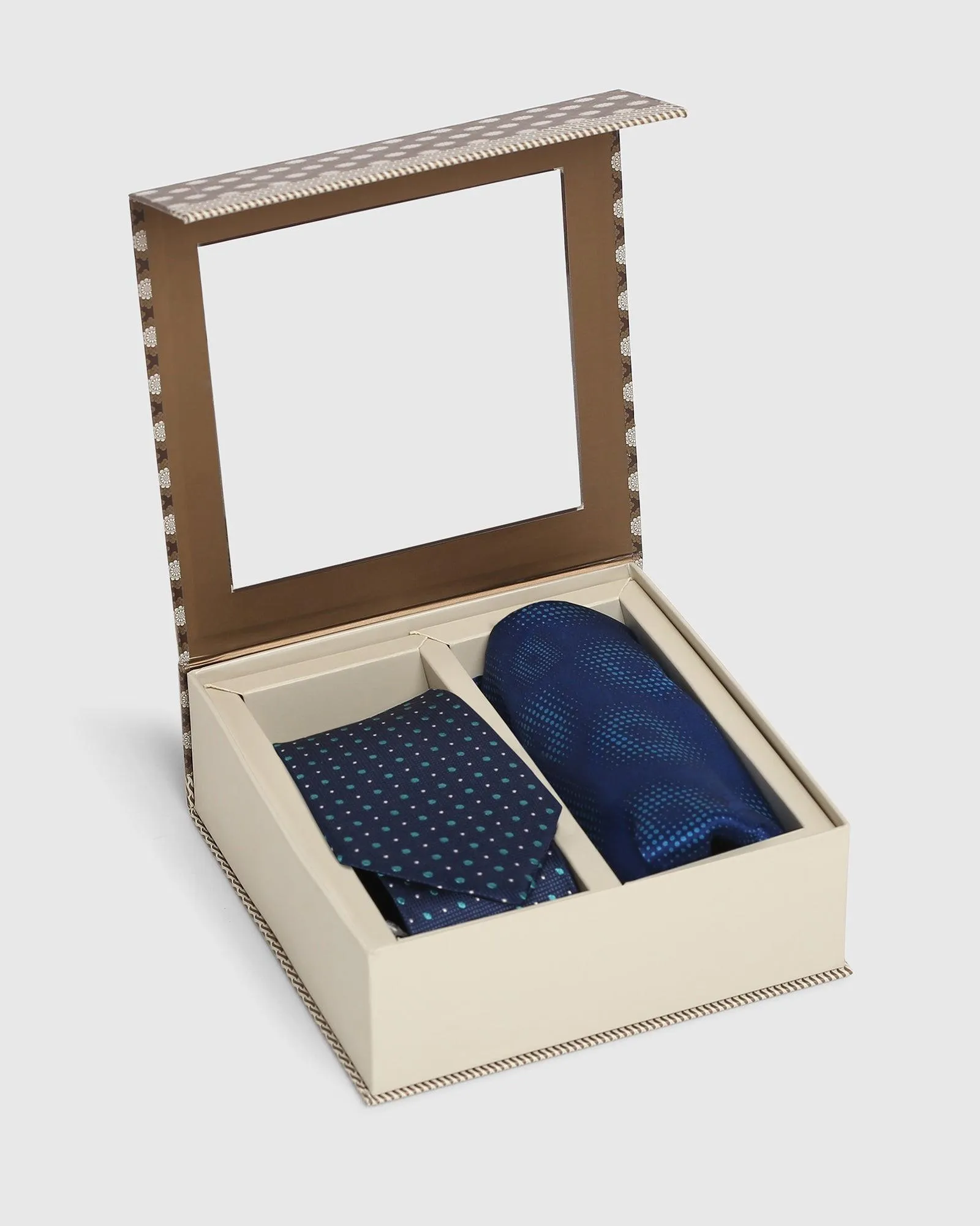 Boxed Combo Printed Tie With Pocket Square - Reed