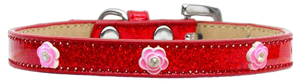 Bright Pink Rose Widget Dog Collar Red Ice Cream Size 12