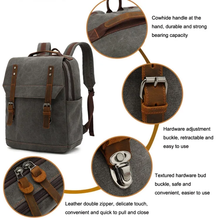 Business Large Capacity Canvas Backpack Outdoor Leisure Travel Computer Bag(Coffee)