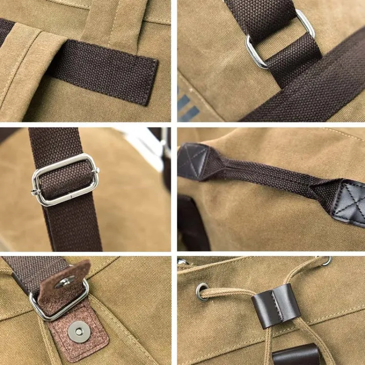 Casual Canvas Backpack Bucket Bag Computer Rucksack Travel Hiking Hand Bag, Size: Large Army Green