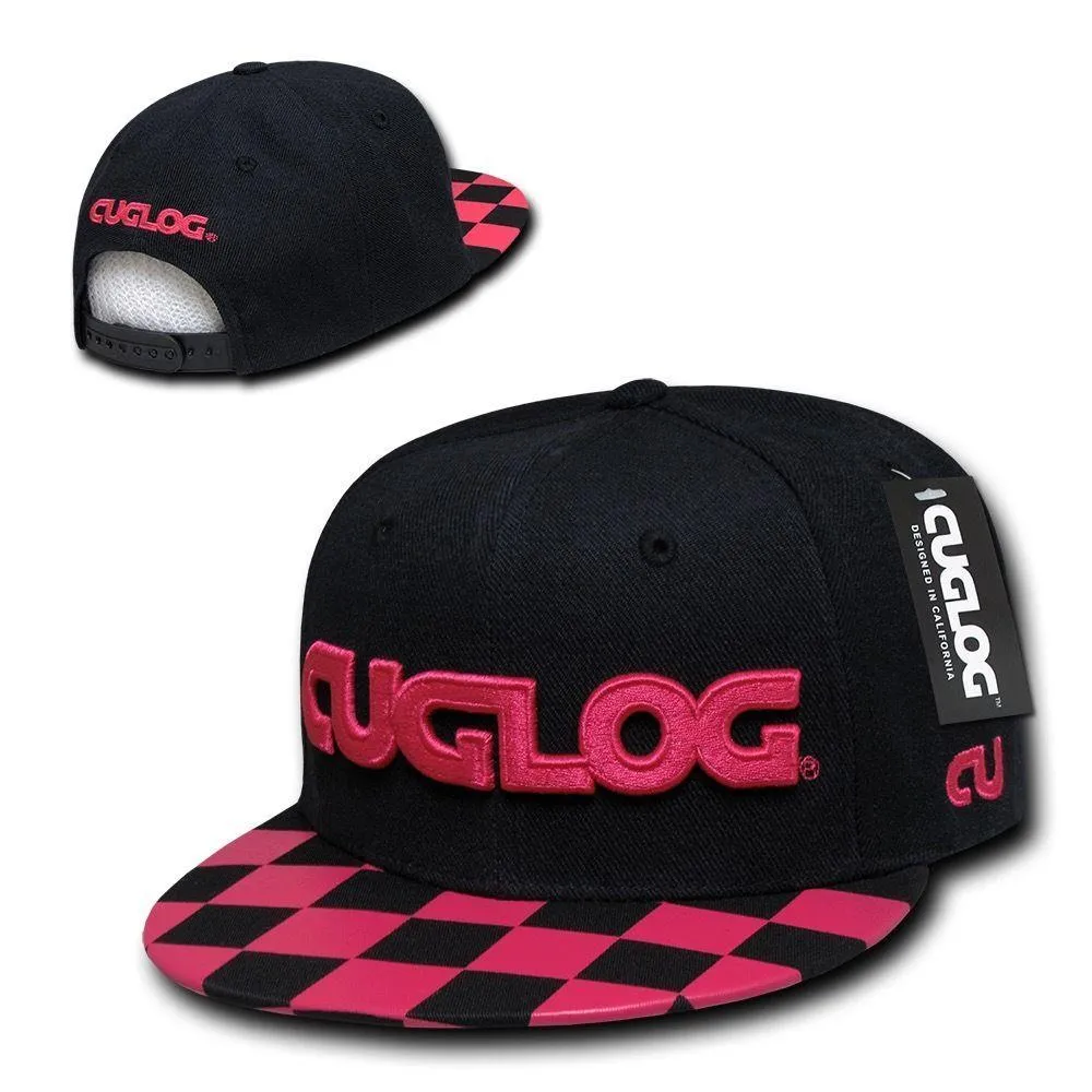 Cuglog Checker Retro Flat Bill High Crown 6 Panel Snapback Caps Hats