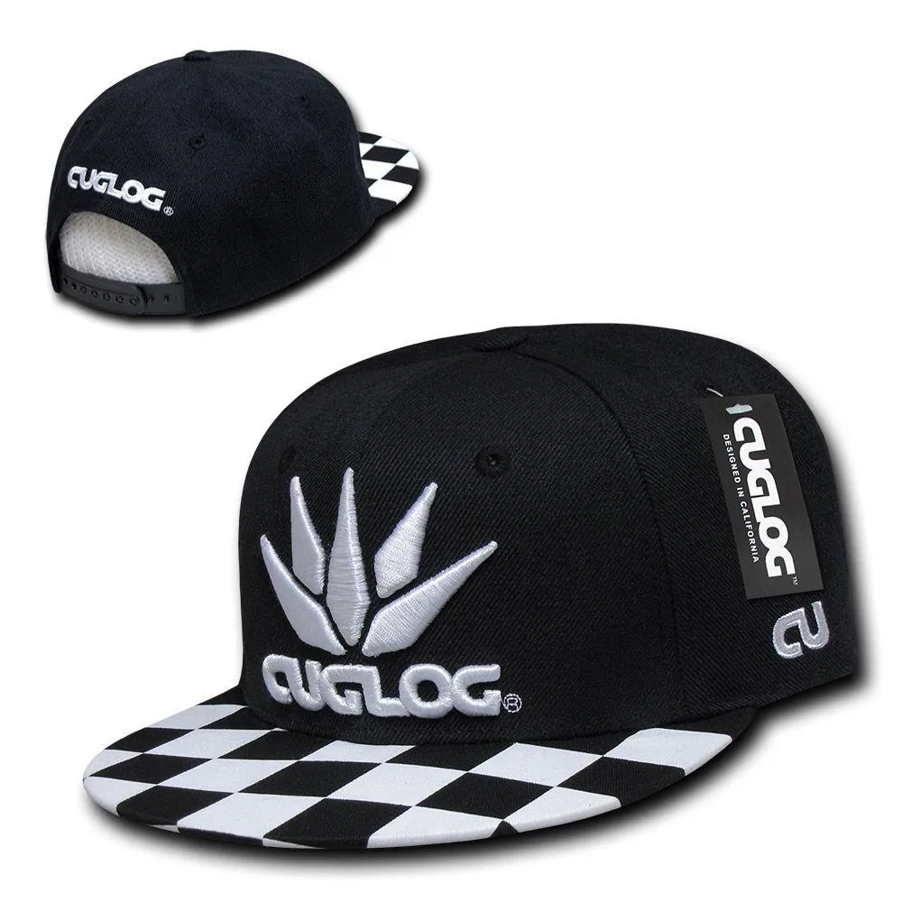 Cuglog Checker Retro Flat Bill High Crown 6 Panel Snapback Caps Hats