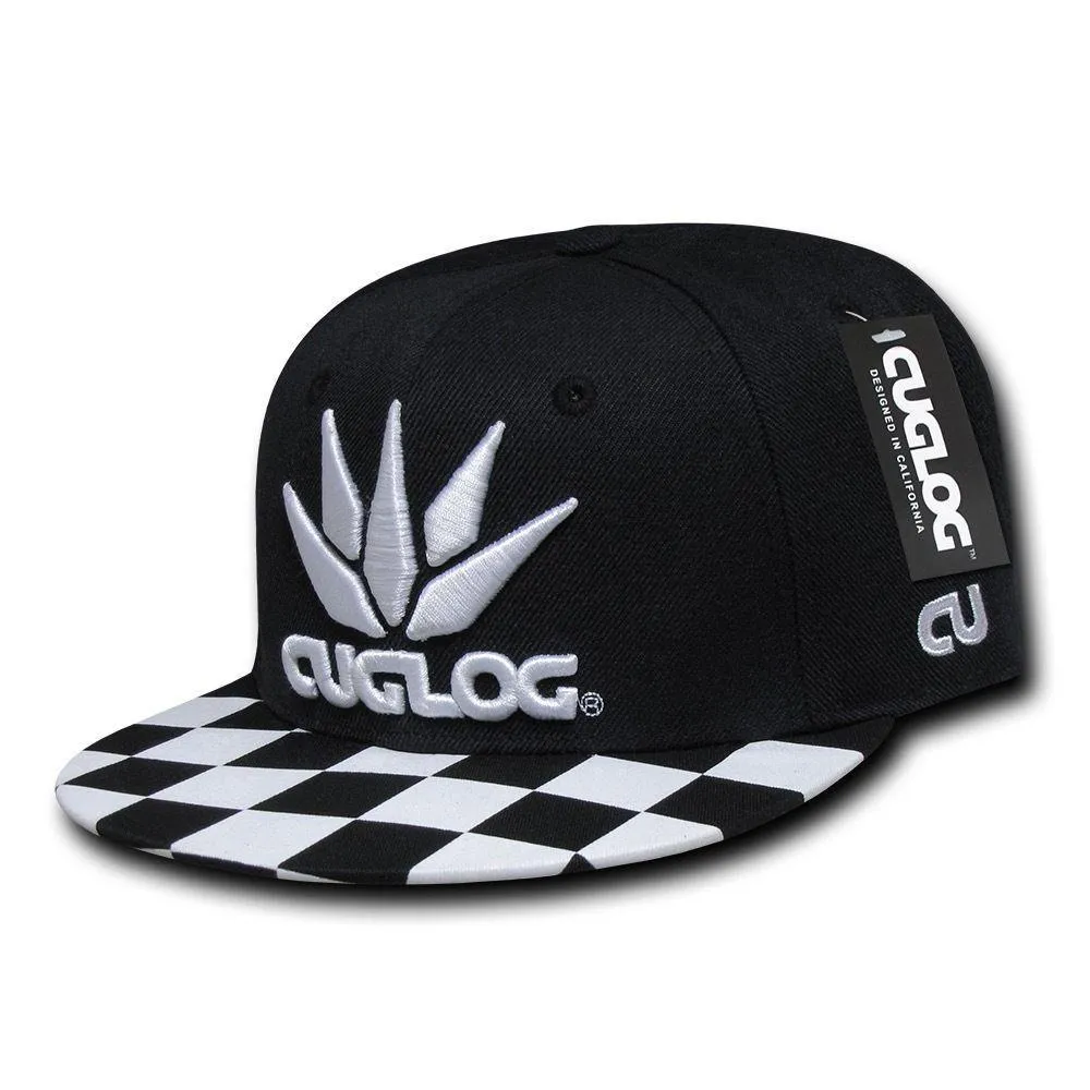 Cuglog Checker Retro Flat Bill High Crown 6 Panel Snapback Caps Hats