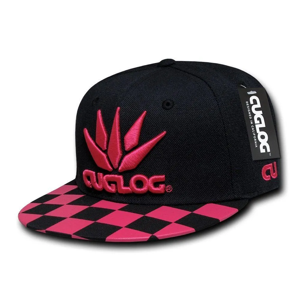 Cuglog Checker Retro Flat Bill High Crown 6 Panel Snapback Caps Hats