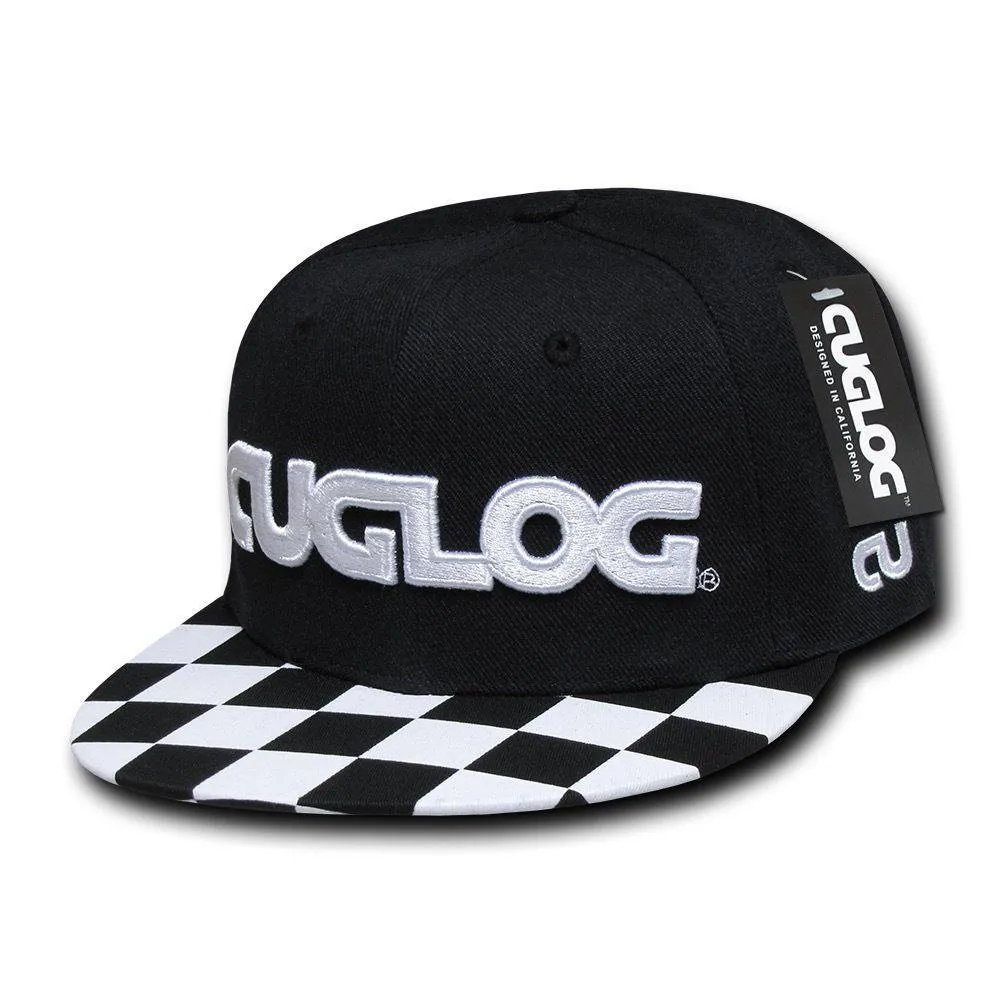 Cuglog Checker Retro Flat Bill High Crown 6 Panel Snapback Caps Hats