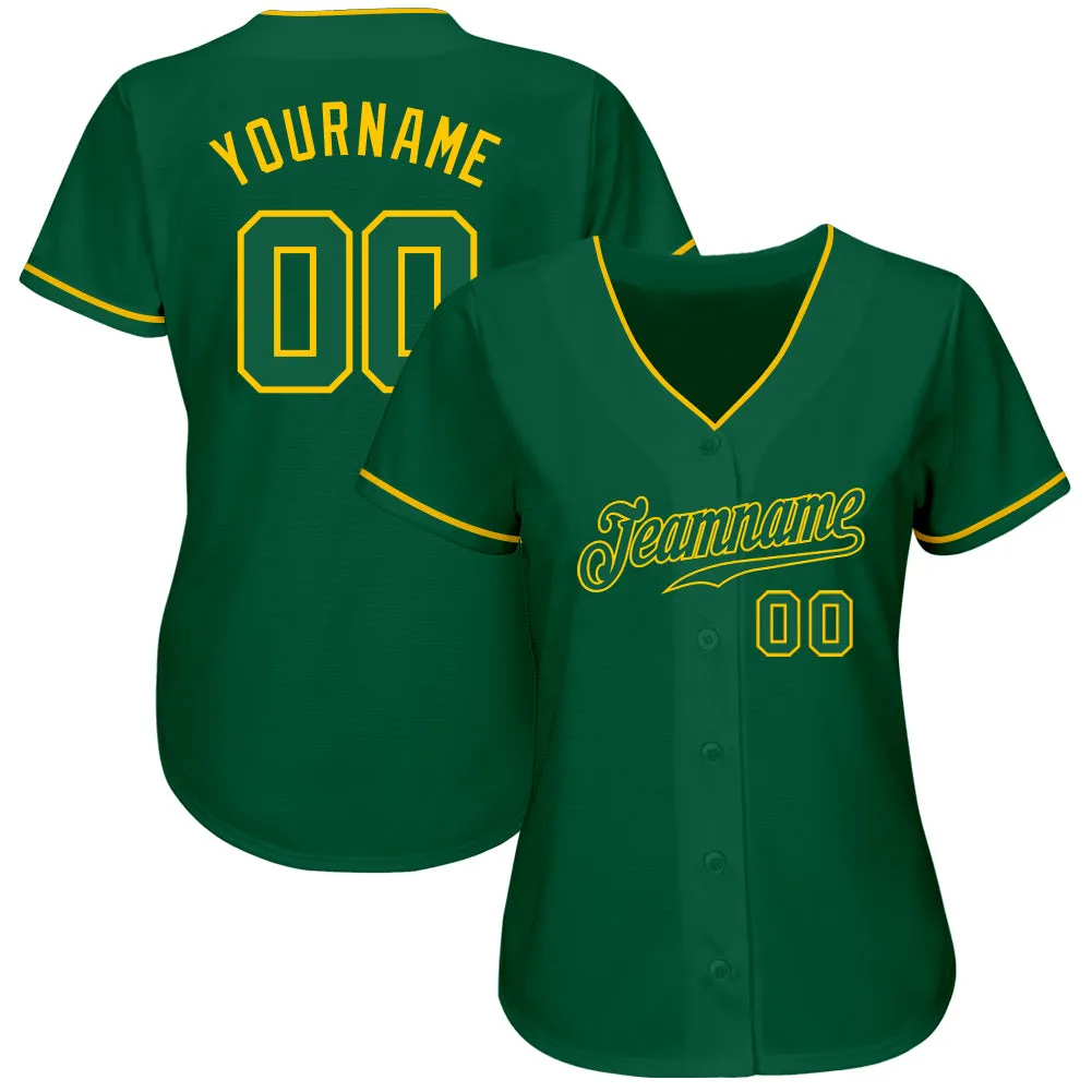 Custom Kelly Green Kelly Green-Gold Authentic Baseball Jersey