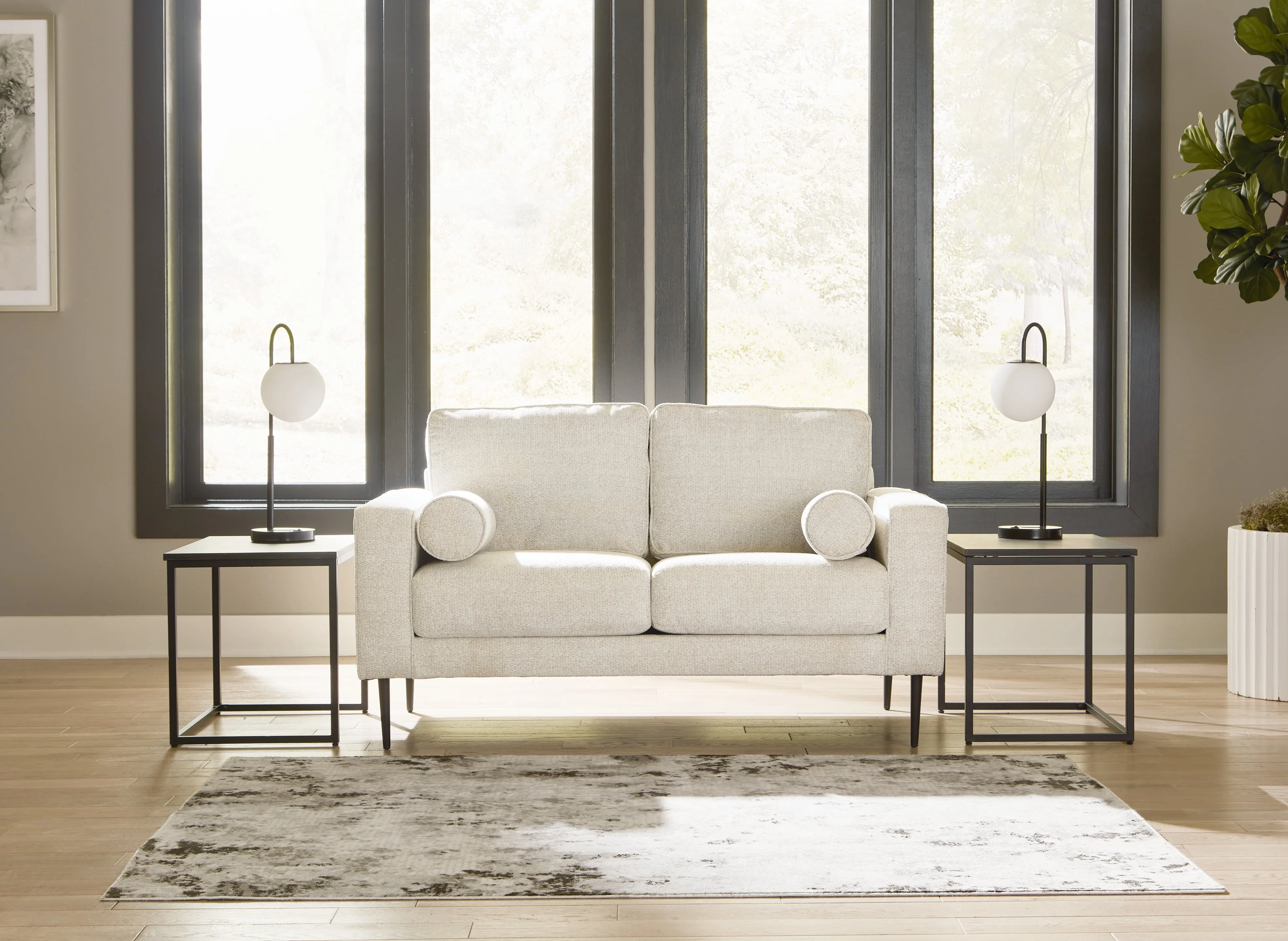 Hazela Sofa, Loveseat, Chair and Ottoman in Sandstone