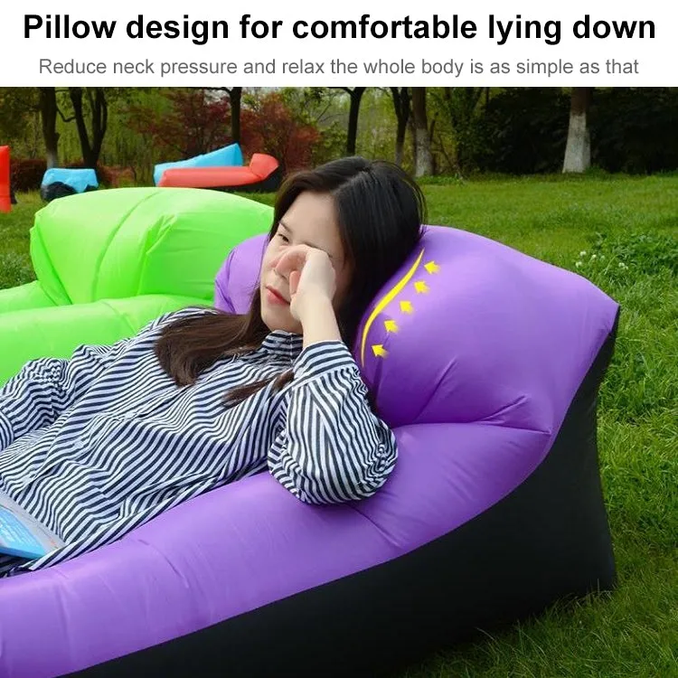 Inflatable Sofa Bed for Camping, Fishing, and Beach, Color-Blocking Pillow Style, Tear-Proof, 94.5 x 21.7 inches (Orange   Black)