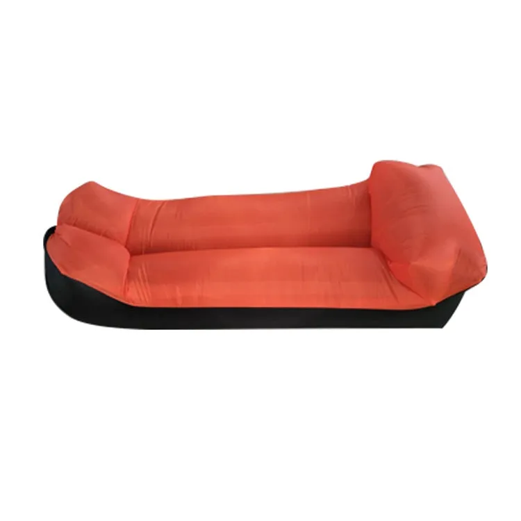 Inflatable Sofa Bed for Camping, Fishing, and Beach, Color-Blocking Pillow Style, Tear-Proof, 94.5 x 21.7 inches (Orange   Black)