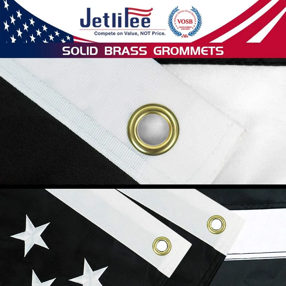 Jetlifee Embroidery Black and White American Flag