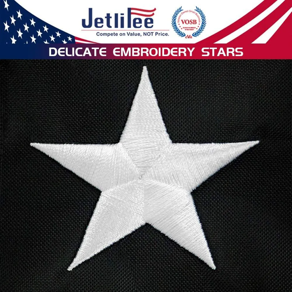 Jetlifee Embroidery Black and White American Flag