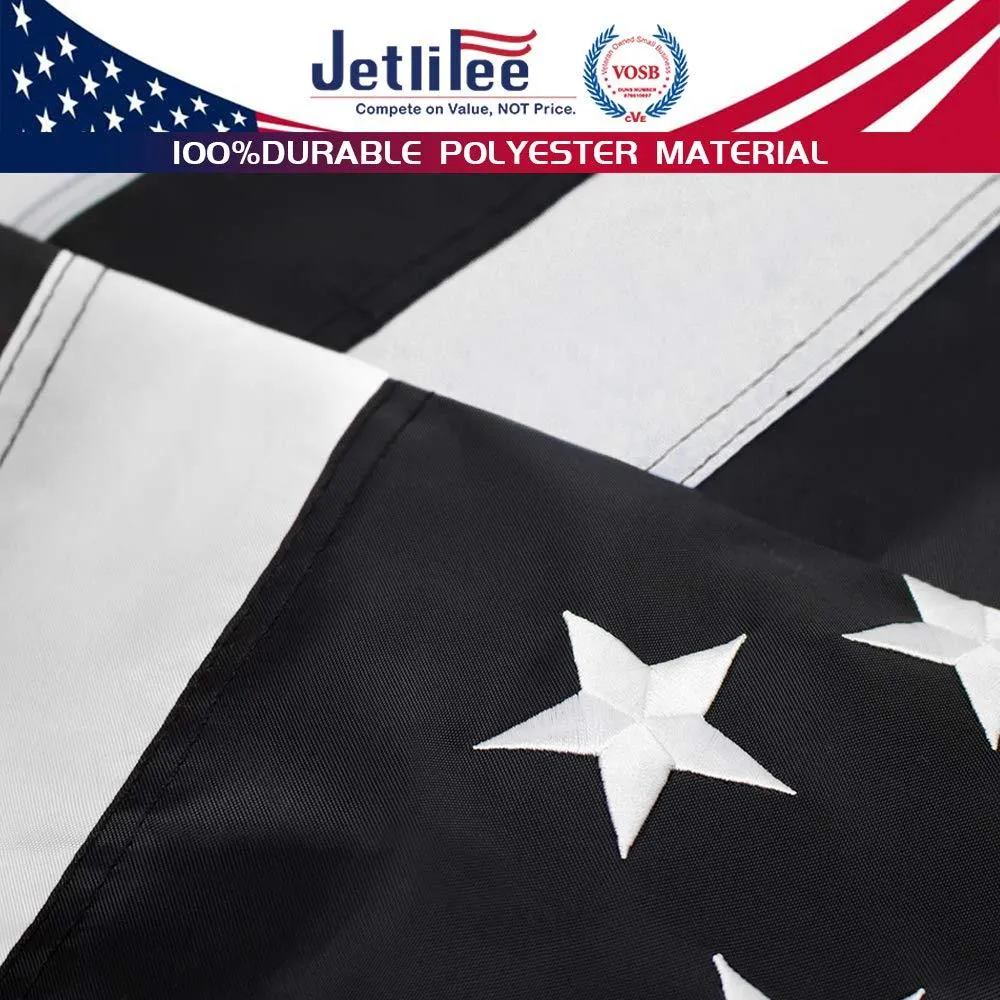 Jetlifee Embroidery Black and White American Flag