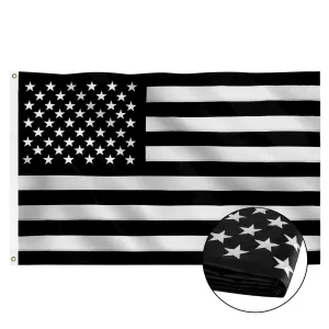 Jetlifee Embroidery Black and White American Flag