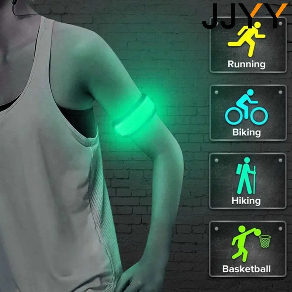 JJYY 1PC Outdoor Sports Night Running Armband LED Light USB Rechargeable Safety Belt Arm Leg Warning Wristband Cycling Bike Bicy