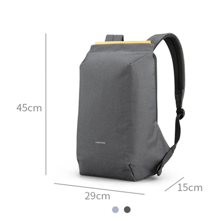 KINGSONS KS3207W  Student Shoulders Bag Computer Backpack with External USB Port(Gray)