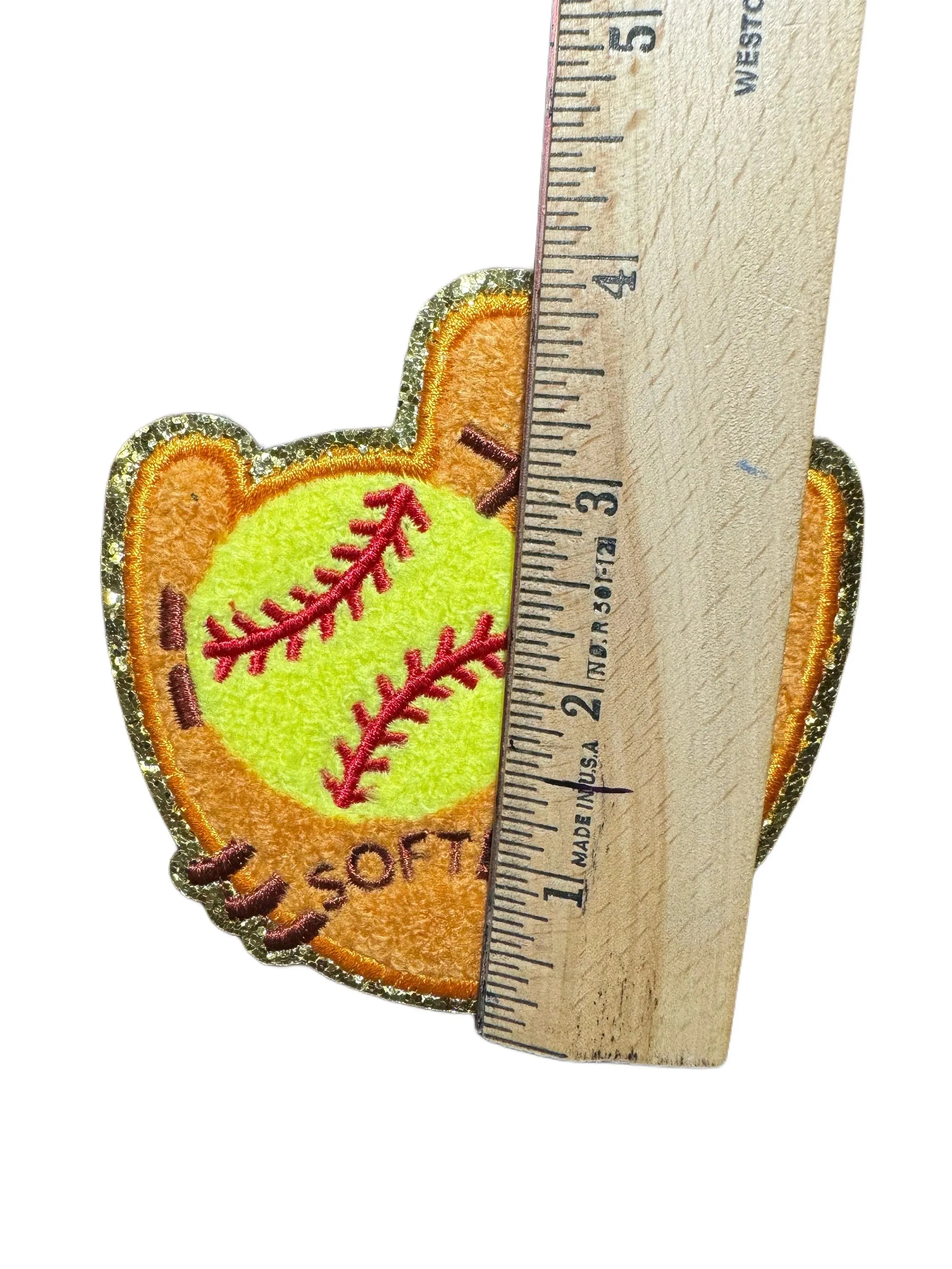 Large Glove & Ball Iron On Patch