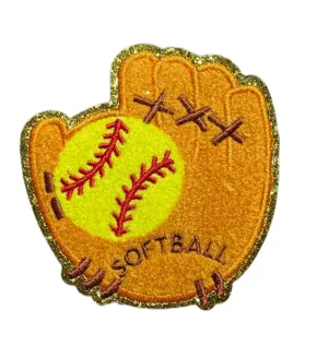 Large Glove & Ball Iron On Patch