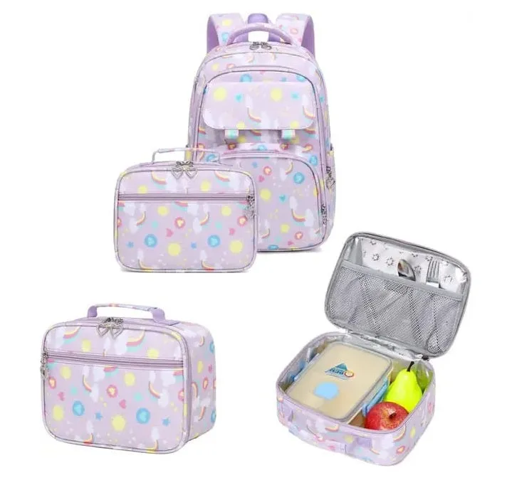 Magical Rainbow Waterproof School Bag Combo - Backpack, Lunch Bag & Pencil Case