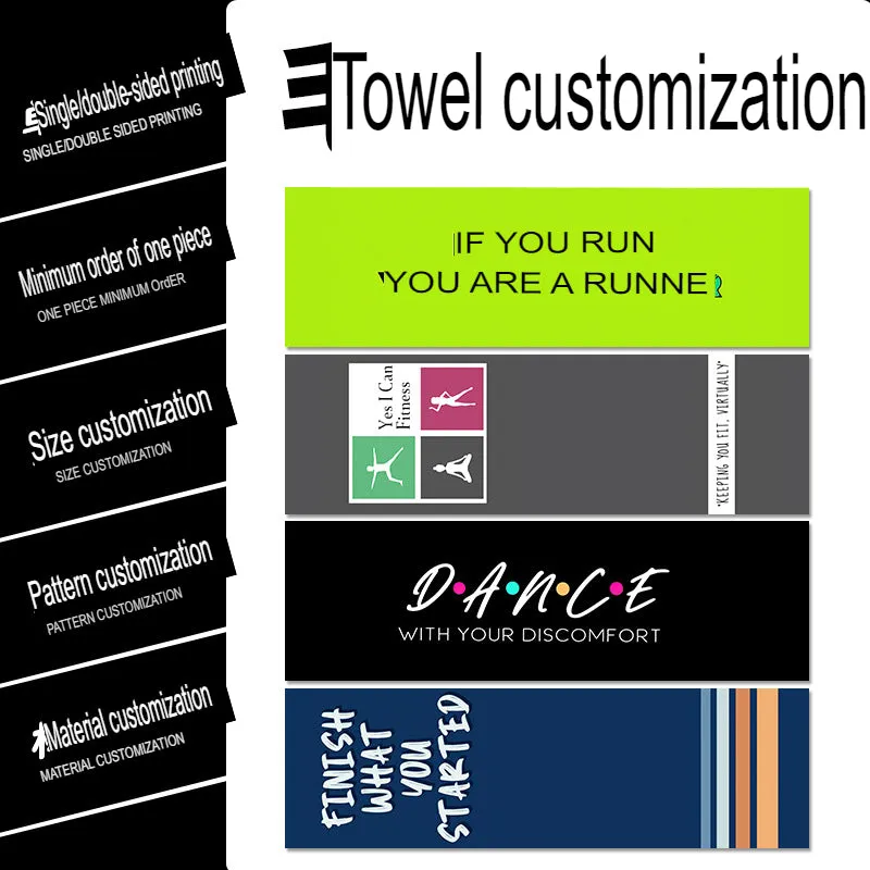 Marathon running event sports towel custom absorbent microfiber sports towel with full printed pattern logo