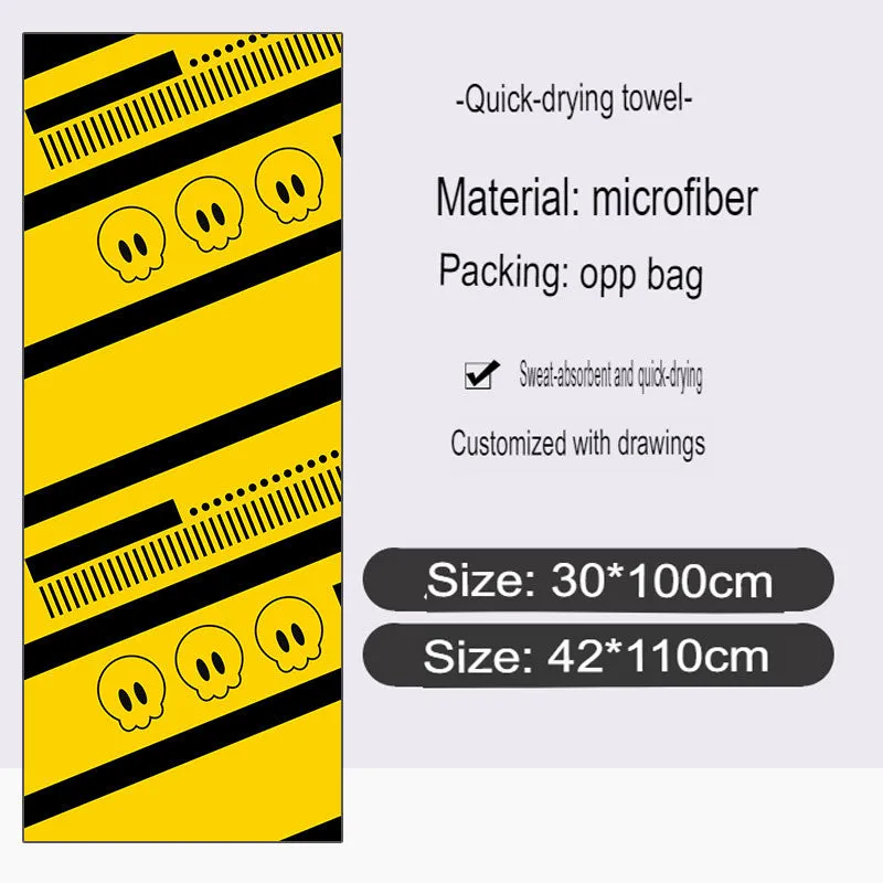 Marathon running event sports towel custom absorbent microfiber sports towel with full printed pattern logo