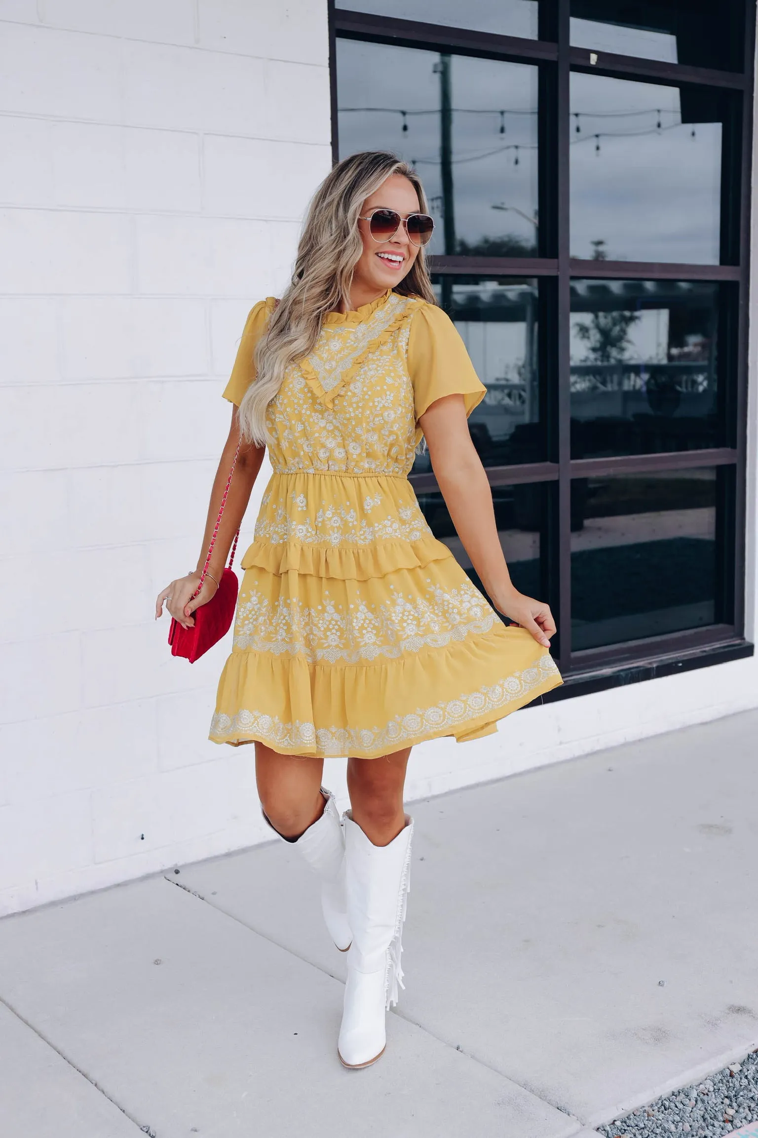 Marigold Embroidered Dress