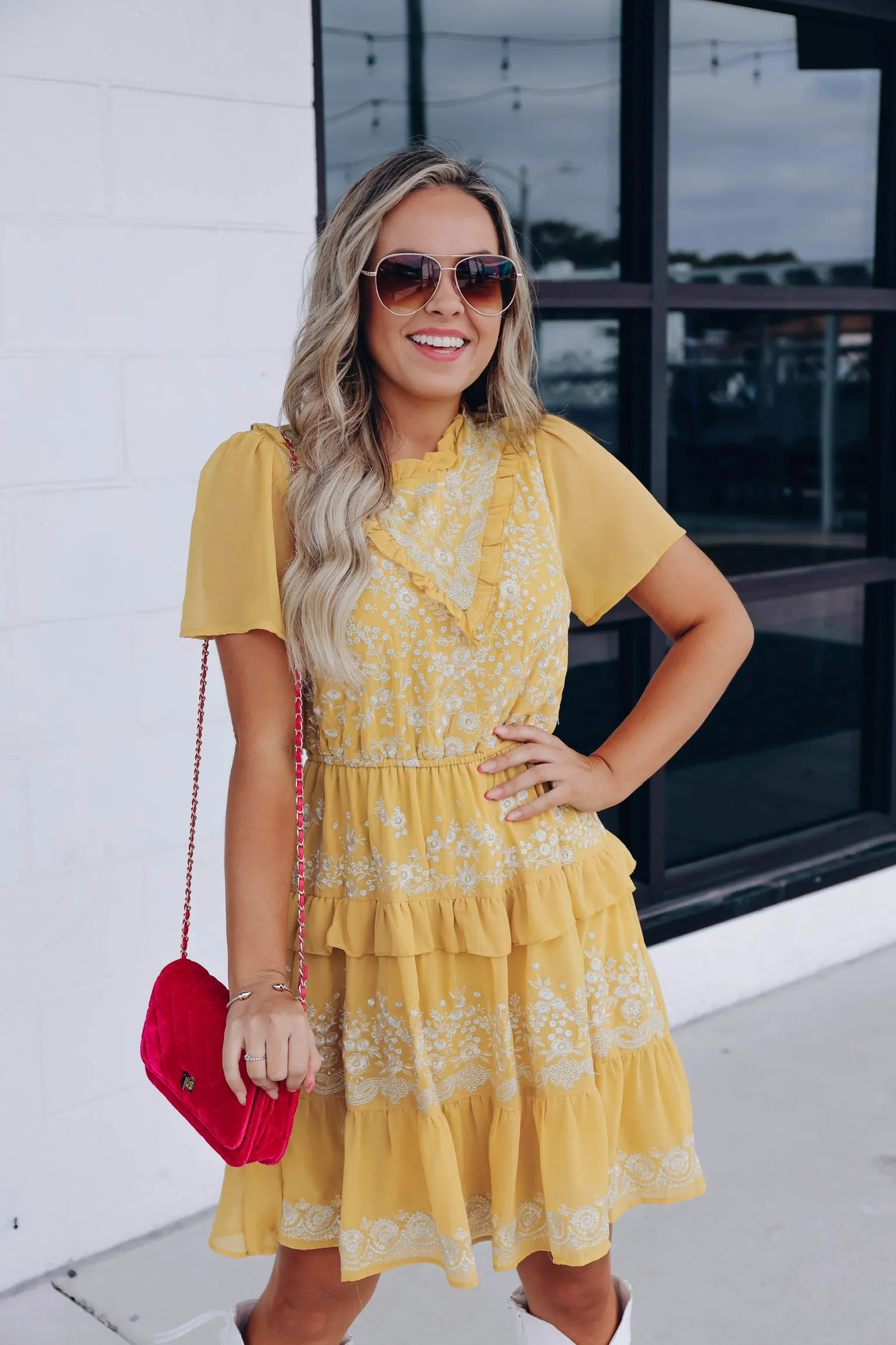 Marigold Embroidered Dress