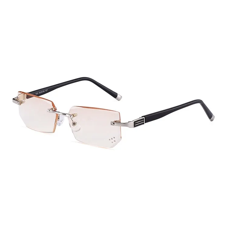 Men Anti Fatigue & Blue-ray Rimless Rhinestone Trimmed Presbyopic Glasses,  3.00D