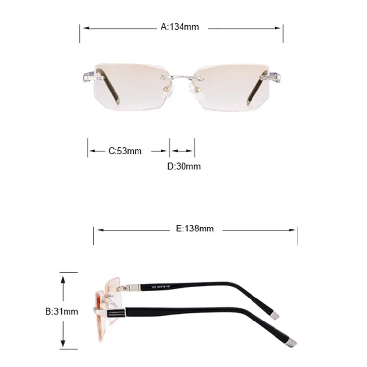 Men Anti Fatigue & Blue-ray Rimless Rhinestone Trimmed Presbyopic Glasses,  3.00D