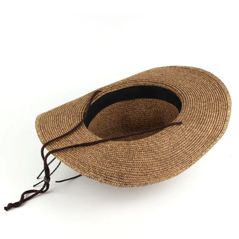 Mixed color straw hat European and American western cowboy straw hat outdoor sun hat for men and women available