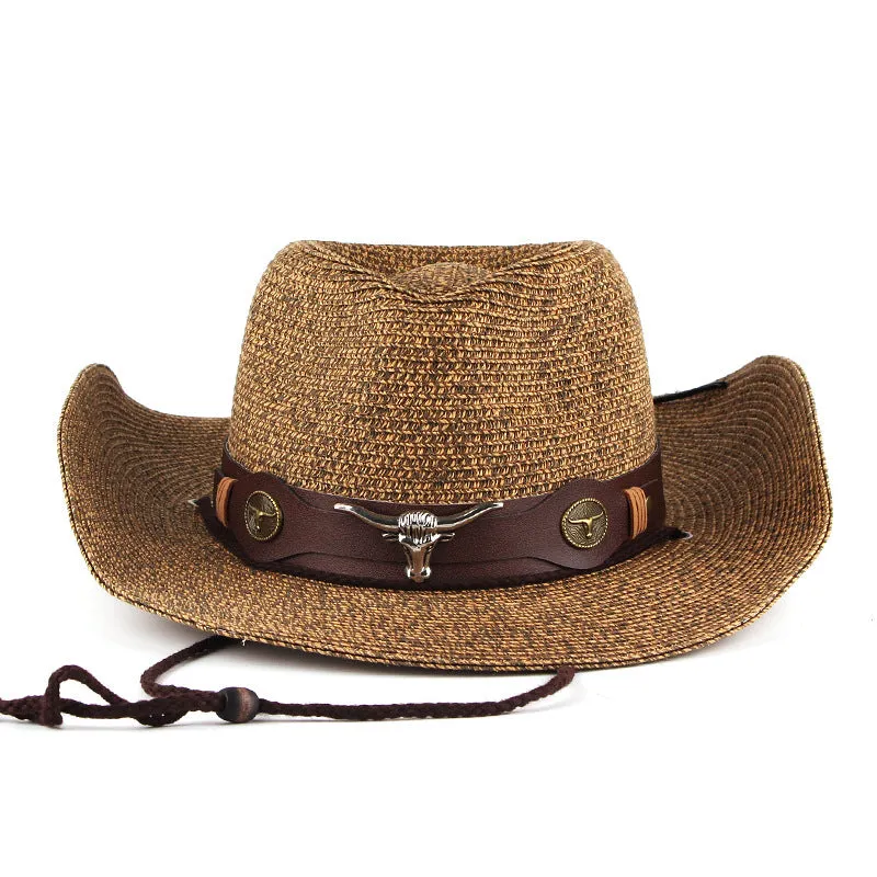 Mixed color straw hat European and American western cowboy straw hat outdoor sun hat for men and women available