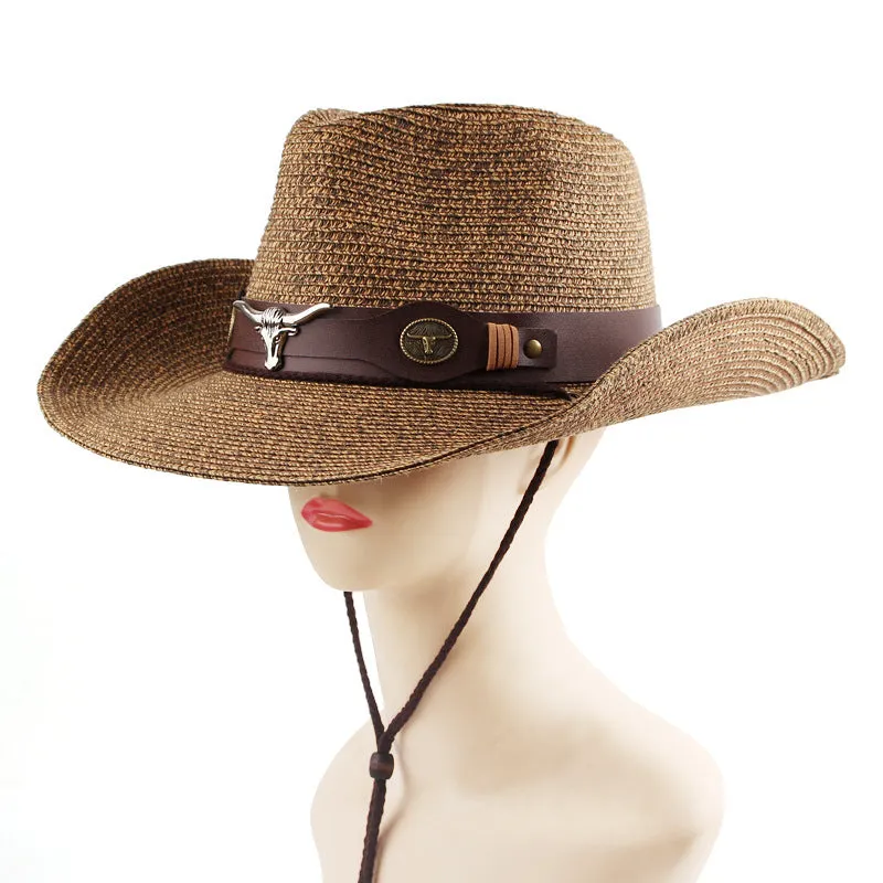 Mixed color straw hat European and American western cowboy straw hat outdoor sun hat for men and women available