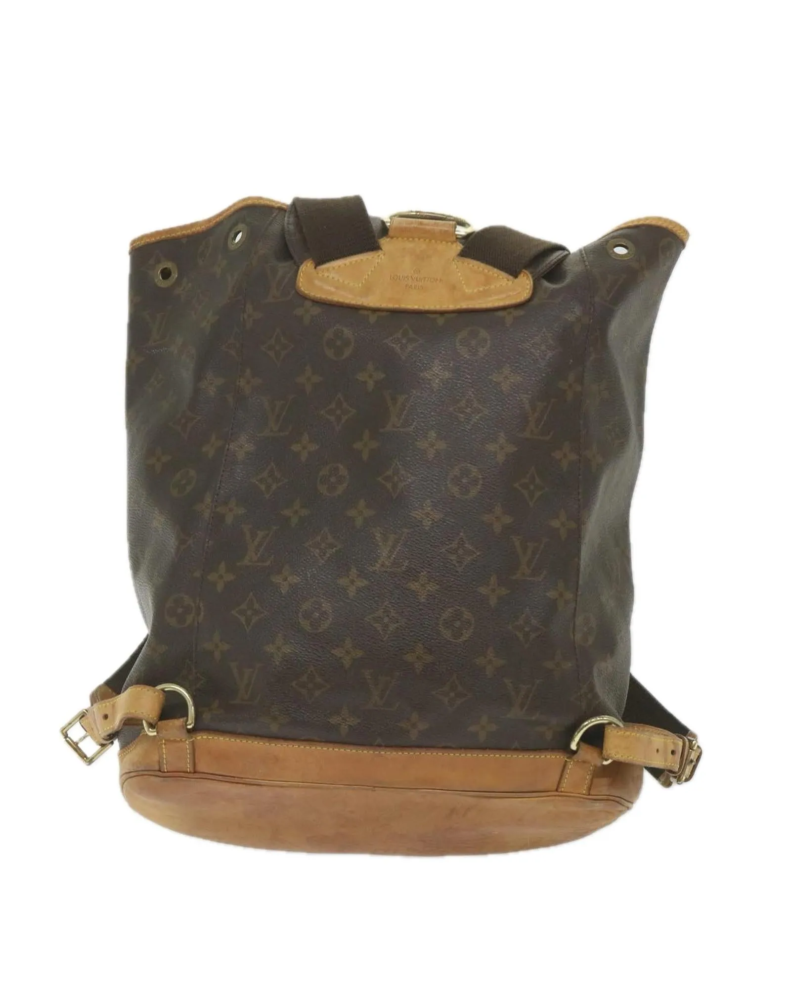 Monogram Canvas Backpack with Shoulder Strap and Multiple Compartments