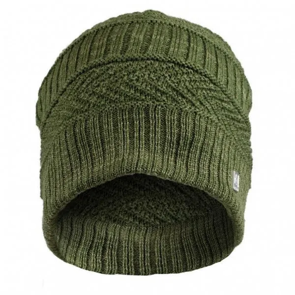 Olann Green Woven Detail Beanie