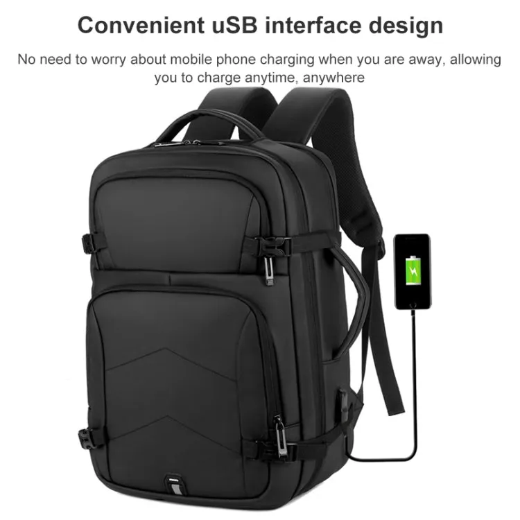 OUMANTU 2023 Large Capacity Waterproof Laptop Backpack Business Travel Shoulders Bag with External USB Charging Port(Black)