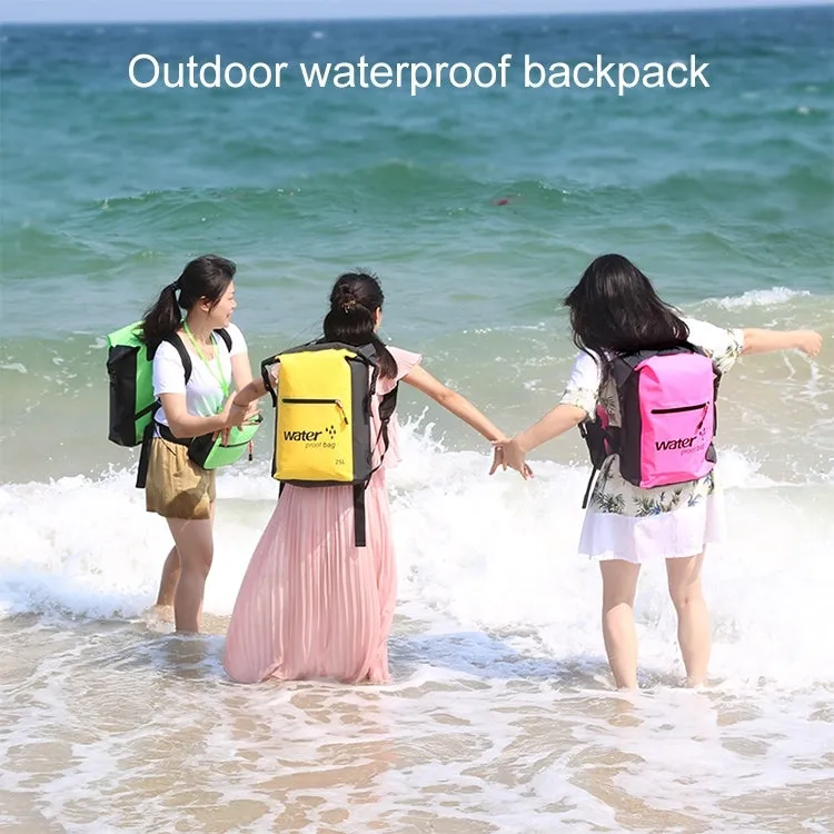 Outdoor Folding Double Shoulder Bag Dry Sack PVC Waterproof  Backpack, Capacity: 25L (Green)