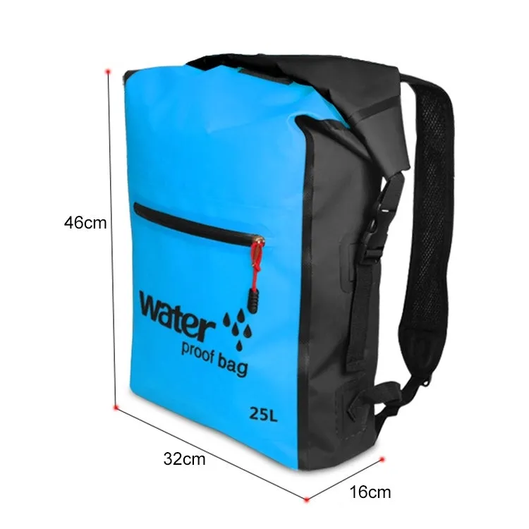 Outdoor Folding Double Shoulder Bag Dry Sack PVC Waterproof  Backpack, Capacity: 25L (Green)