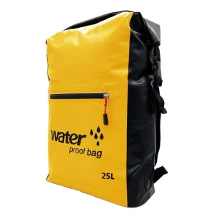 Outdoor Folding Double Shoulder Bag Dry Sack PVC Waterproof  Backpack, Capacity: 25L(Yellow)