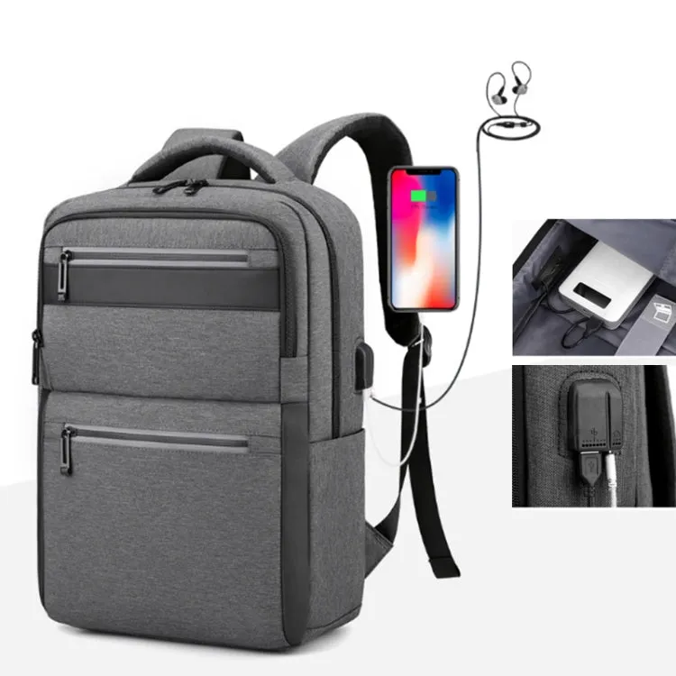 Outdoor USB Charging Portable Business Computer Backpack(Black)