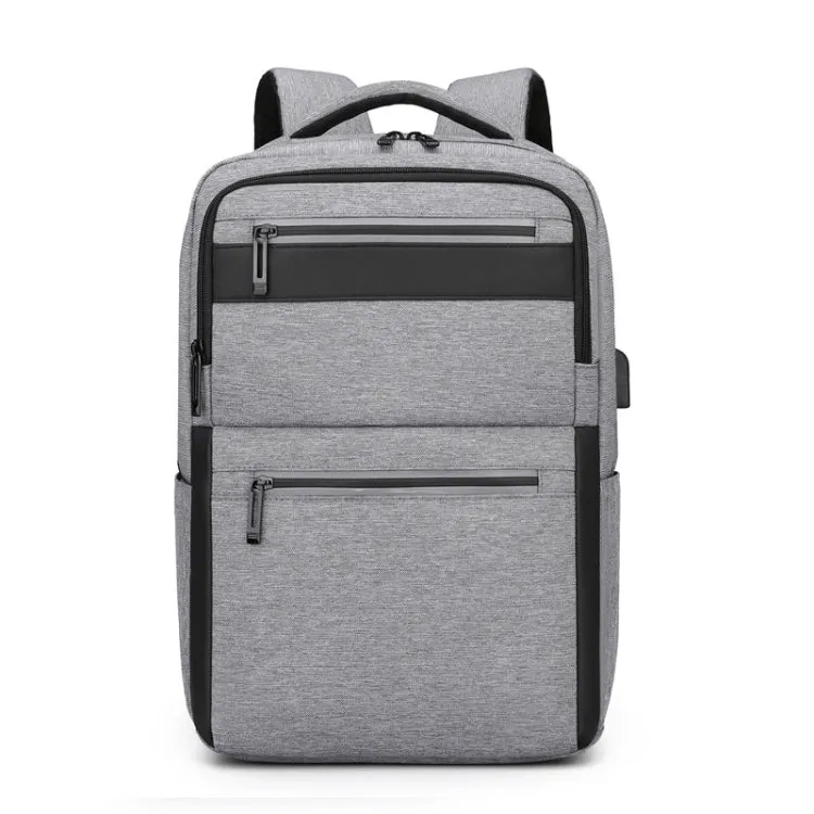 Outdoor USB Charging Portable Business Computer Backpack(Light Grey)