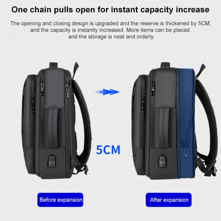 P990 15.6 inch Large Capacity Multifunctional Backpack with External USB Charging Port(Black)