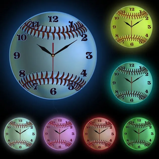 Personalized Baseball Design 3D Wall Clock With Custom Your Name For Sports Room Wall Decor